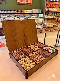 8 ÇEŞİT KURUYEMİŞ HEDİYELİK AHŞAP KUTU